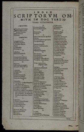 Index Scriptorum Omnium In Hoc Tertio Tomo Citatorum.