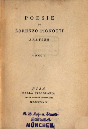 Poesie Di Lorenzo Pignotti Areteino. 1