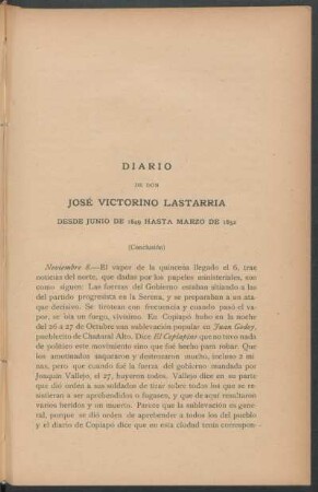 Diario desde Junio de 1849 hasta Marzo de 1852 - (Conclusión)