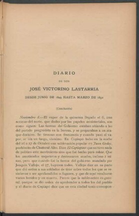 Diario desde Junio de 1849 hasta Marzo de 1852 - (Conclusión)