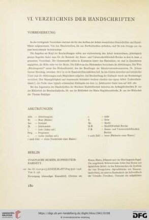 VI. Verzeichnis der Handschriften