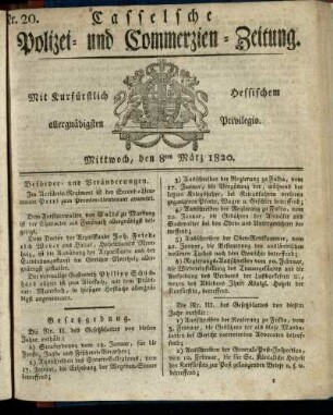 Nr. 20, Mittwoch, den 8ten Maerz 1820