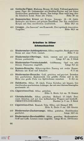 Arbeiten in Silber Schmucksachen (Nr. 451-473)