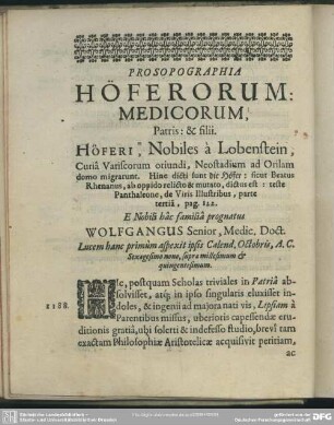 Prosopographia Höferorum: Medicorum, Patris: & filii