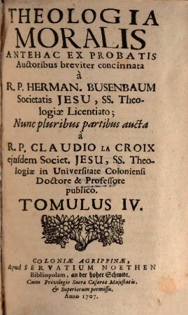 Theologia Moralis, Tomulus IV.