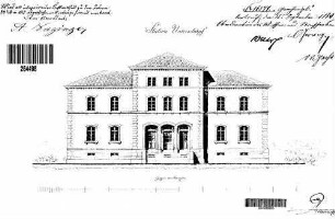 Unterschüpf: Empfangsgebäude Verwaltungsgebäude Längsansicht Straßenseite