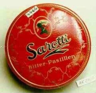 Pappschachtel für "Sarotti Bitter-Pastillen"