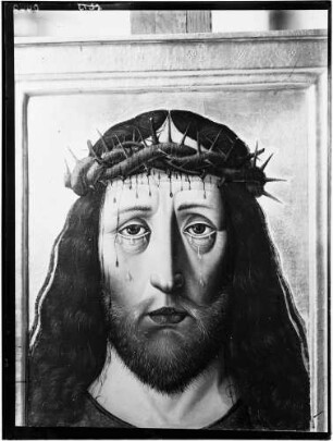 Kloster Lichtental Ölgemälde auf Holz Christuskopf mit Dornenkrone, weinend (15. Jahrhundert)