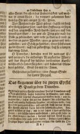 553-554, Das Argument ueber die zweyte Epistel S. Pauli ...