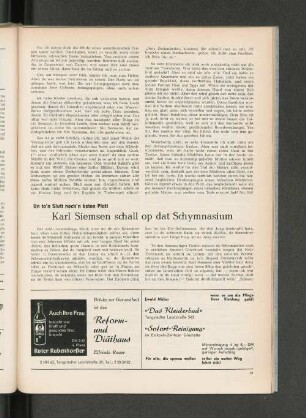 Un to'n Slut noch'n beten Platt: Karl Siemsen schall op dat Schymnasium