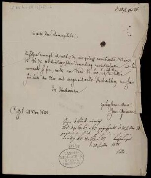 Brief von Jacob Grimm an Ignaz Theodor Liborius Meyer