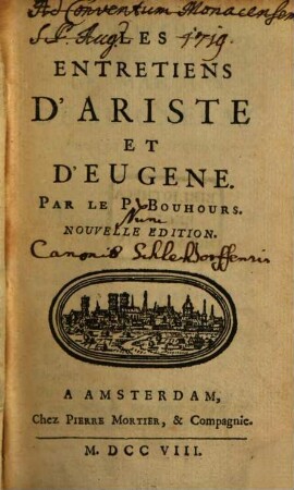 Les entretiens d'Ariste et d'Eugène