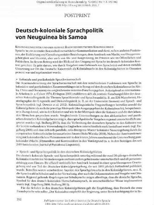 Deutsch-koloniale Sprachpolitik von Neuguinea bis Samoa