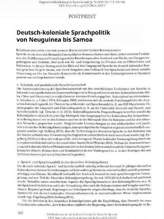 Deutsch-koloniale Sprachpolitik von Neuguinea bis Samoa