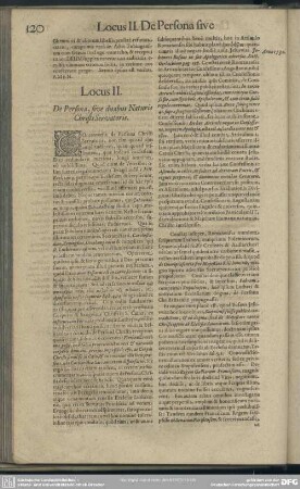 Locus II. De Persona, sive duabus Naturis Christi Servatoris