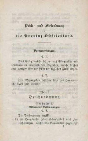 Theil I. Deichordnung.
