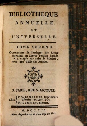 Bibliotheque annuelle et universelle. 2, 2. 1752