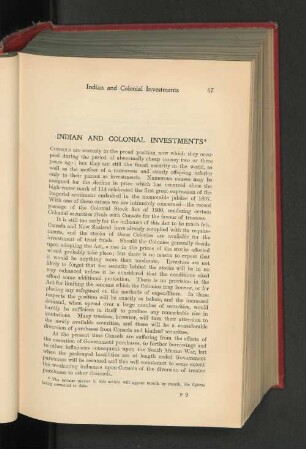 Indian and Colonial Investments.