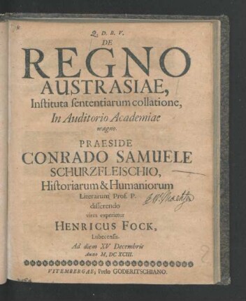 De Regno Austrasiae, Instituta sententiarum collatione