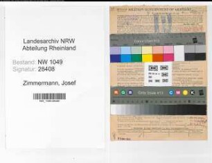 Entnazifizierung Josef Zimmermann , geb. 05.06.1890 (Versicherungsangestellter)