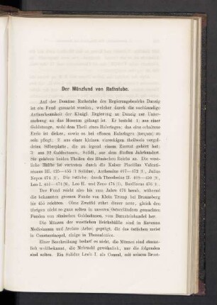 Der Münzfund von Rathstube