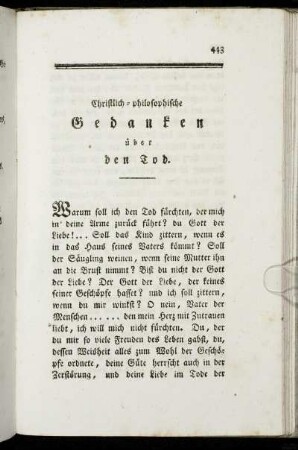 Christlich-philosophische Gedanken über den Tod.