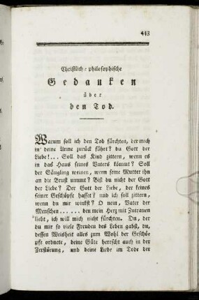 Christlich-philosophische Gedanken über den Tod.