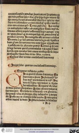 Incipit liber quartus conclusionum sententiarum.