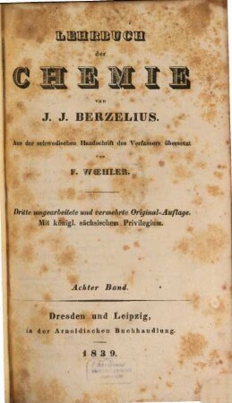 Lehrbuch der Chemie, 8. Band