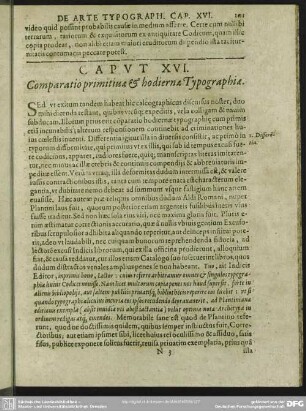 Caput XVI. Comparatio primitivae & hodiernae Typographiae