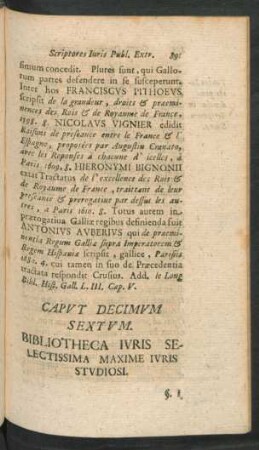 Caput Decimum Sextum. Bibliotheca Iuris Selectissima Maxime Iuris Studiosi