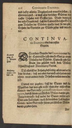 Continuatio Examinis über den ersten [zweiten] Grunde.