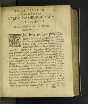 Petri Lambecii Hamburgensis Rerum Hamburgensium Liber Secundus