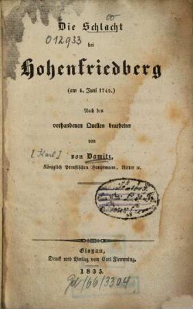 Die Schlacht bei Hohenfriedberg : am 4. Juli 1745