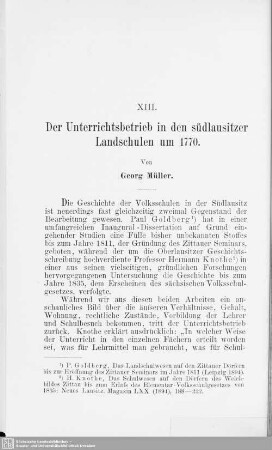 XIII. Der Unterrichtsbetrieb in den südlausitzer Landschulen um 1770
