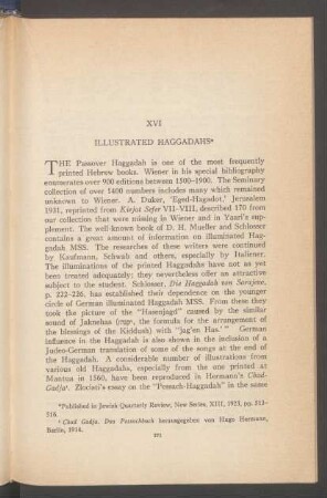 XVI. Illustrated Haggadahs