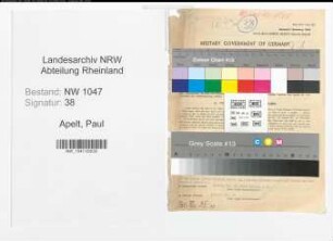 Entnazifizierung Paul Apelt , geb. 27.12.1903 (Zollbeamter)