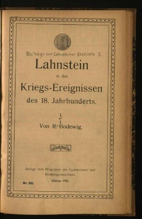 Lahnstein in den Kriegs-Ereignissen des 18. Jahrhunderts