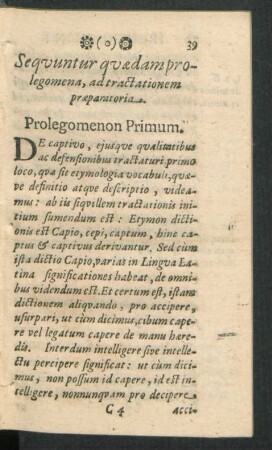 Sequuntur quaedam prolegomena, ad tractationem praeparatoria.