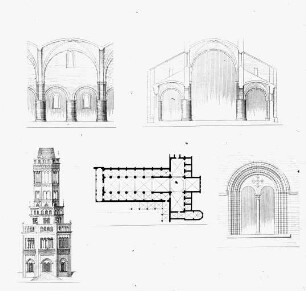 Mailand, Abbazia di Chiaravalle (Certosa di Chiaravalle Milanese), Grundriss, Aufriss usw.