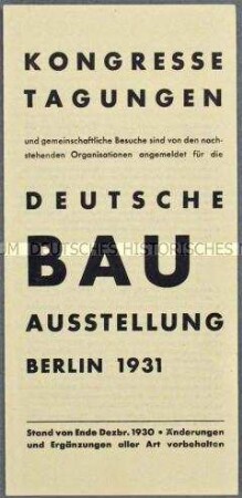 Prospekt zur Deutschen Bauausstellung 1931 in Berlin - Sachkonvolut