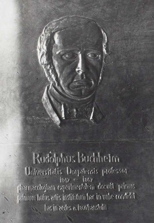 Porträtrelief für Rudolph Buchheim : Rudolphus Buchheim (Porträtrelief für Rudolph Buchheim). Bronze (1932; E. Richter). Dorpat, Universitätsgebäude