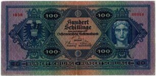 Geldschein, 100 Schilling (ATS), 2.1.1925