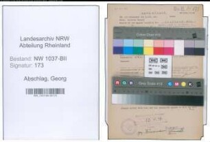 Entnazifizierung Georg Abschlag , geb. 24.03.1911 (Beamter)
