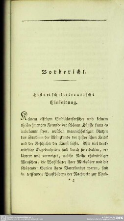 Vorbericht. Historisch-litterarische Einleitung