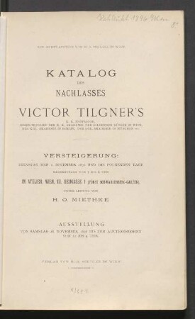 Nachlass Victor Tilgner : 1.12.