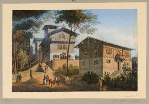 Das Gasthaus auf dem Großen Winterberg in der Sächsischen Schweiz mit Nebengebäude