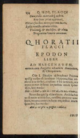 Q. Horatii Flacci Epodon Liber