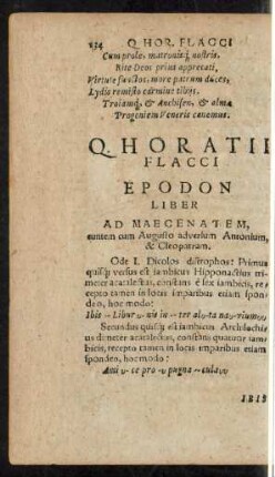 Q. Horatii Flacci Epodon Liber