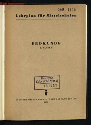 1956: Erdkunde : 5. Klasse